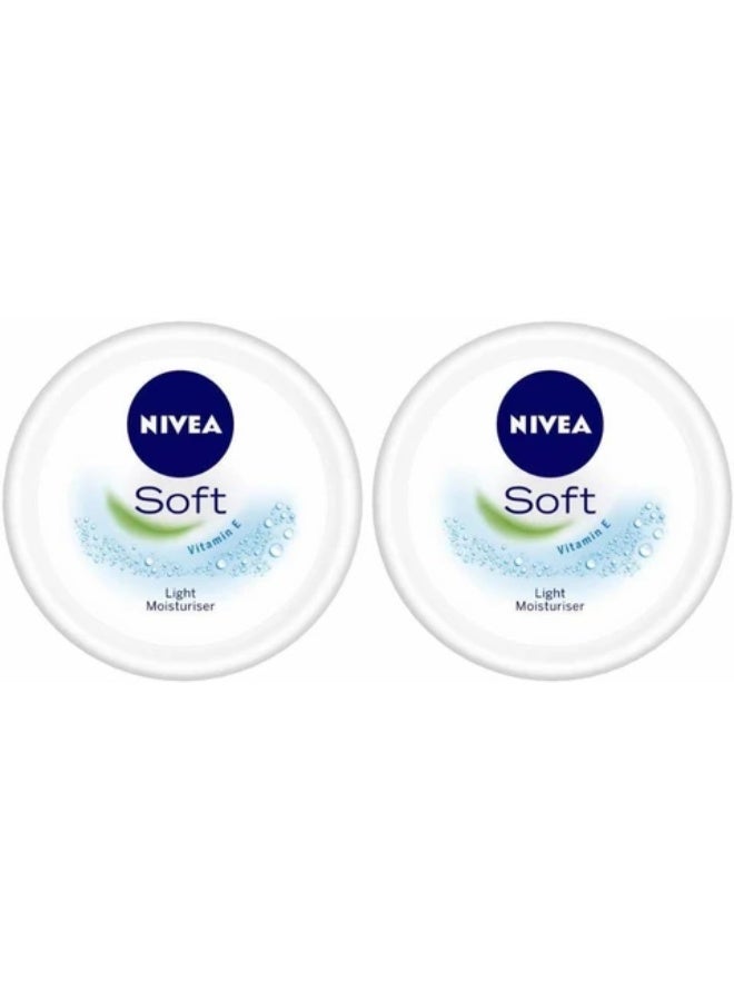 Nivea 2 Soft Light Moisturiser cream (200 Ml) (pack of 2) - Image 1